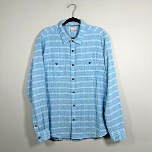 Carbon2Cobalt Large Blue Sea Change Plaid‎ Chambray Long Sleeve Button Up Shirt
